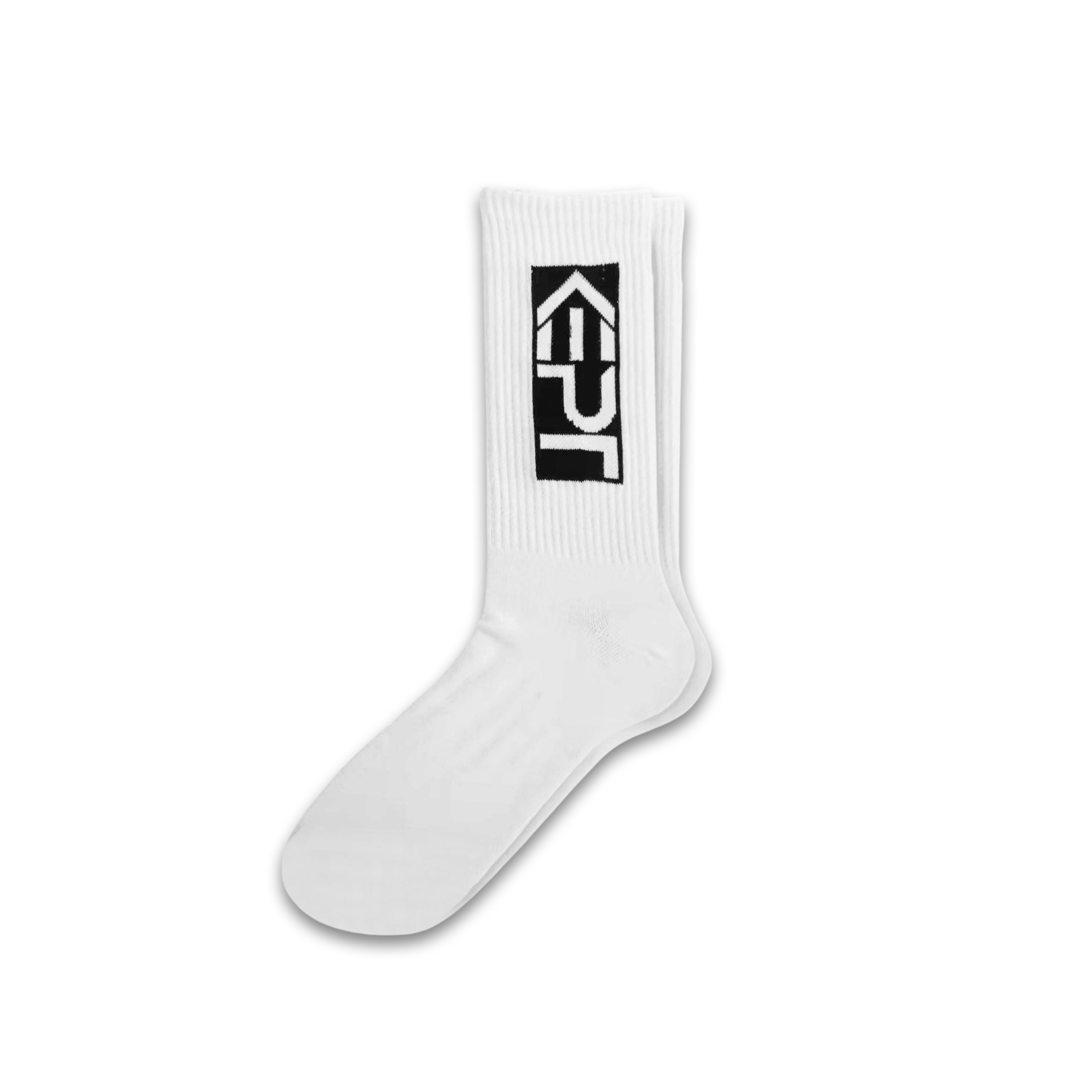 White socks with the KEPT logo.